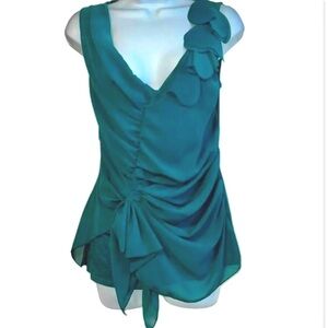 Anthropologie Deletta Cotton Asymmetrical Ruffle Sleeveless Blouse